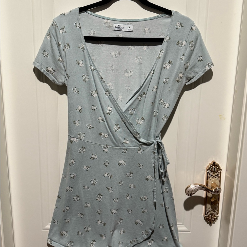 Hollister Floral Wrap Dress in Light Blue